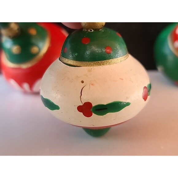Vintage Christmas Spinning Tops Handpainted Toys USED Read Description - Picture 10 of 10